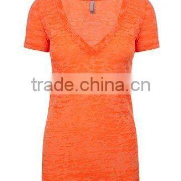 Next Level Apparel Ladies' Burnout Crossover V-Neck Tee - Made From Pre-shrunk 65% Polyester and 35% Cotton Jersey. photo-4