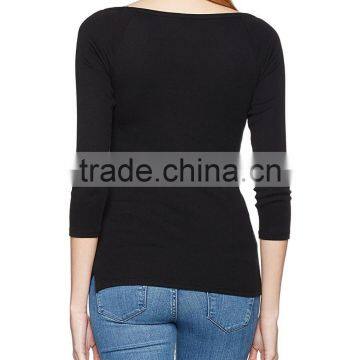 Women's Boat Neck 3/4 Raglan Sleeve T Shirt photo-6