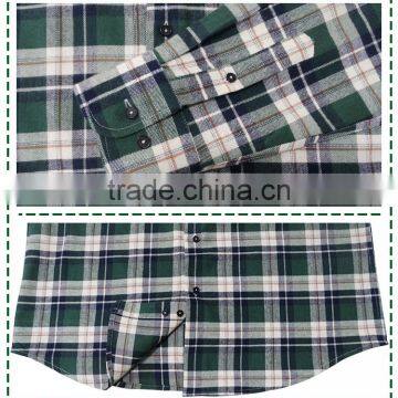 2017 Latest Long Sleeve Blue Plaid 100% Cotton Flannel Men Shirt photo-4