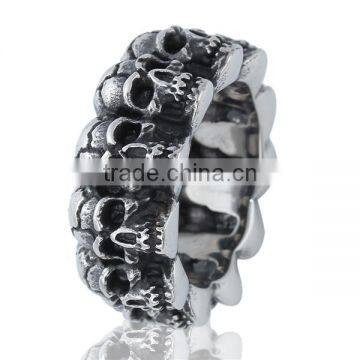 Stainless Steel Unadjustable Rings Antique Silver Skull