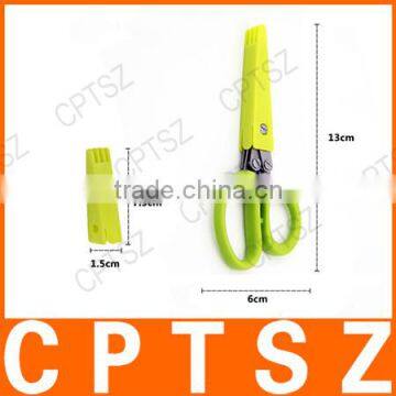 Multifunction Kitchen Herb Shears Scissors Vegetables Cutting Stainless Steel 5 Blades Herb Scissors photo-3
