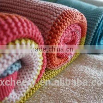 super soft 100% Cotton/bamboo/acrylic/polyester Knitted throw Blanket