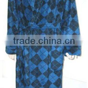 Man's Argyle Coral Fleece Robe