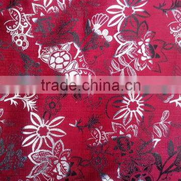 changshu new 100% polyester flock fabric with hot stamping for upholstery