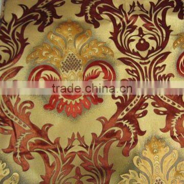 Polyester Gold Print Velvet Fabric--Sofa,Curtain Upholstery Fabric