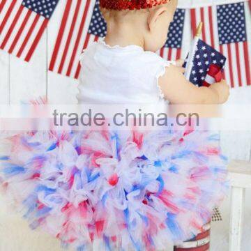 Hot sale infant girl chiffon skirt sleeveless girls party dress July 4th baby summer fluffy dress