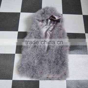 SJ007-01 Top Quality 2017 Fashion Apricot Turkey Feather Vest photo-2