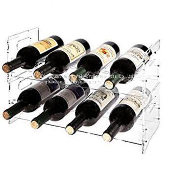 High Quality 8 Bottle Wine Rack Clear Storage Stand Detachable Double Layer Display
