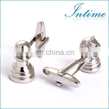 International Chess Knight and Pawn Silver Men Chess Cufflinks