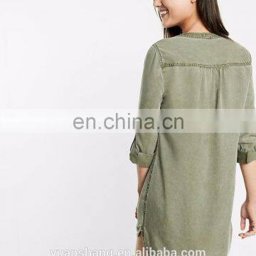 2017 Lace-Up Silky Soft Twill Popover Women Tunic Dress photo-3