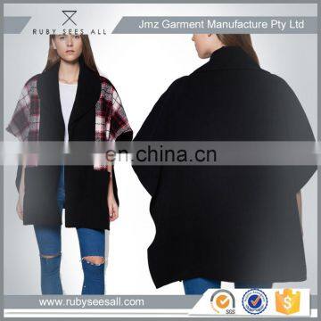 OEM elegant women Mixed Check Cape coat for winter outer wears new design 2016