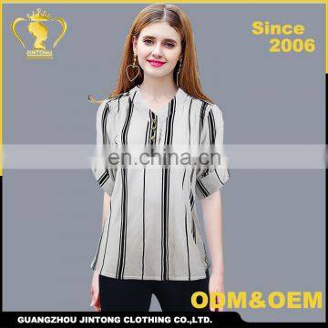 AZ455 Cotton 1ine stripe design shirts blouse for woman