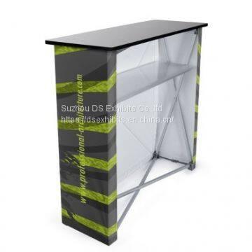 Rortable Aluminum Pop Up Booth Folding Wooden Steel Board Promotion Counter Table Design For Advertising Display photo-3