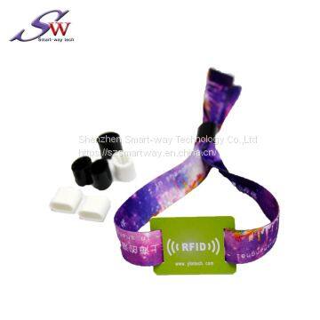 13.56mhz Customied F08 NFC Fabric RFID Woven Wristband Bracelet