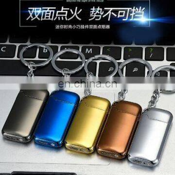 Multifunctional waist hanging charging lighter, cigarette lighter, metal key buckle, wind proof arc, USB creative gift