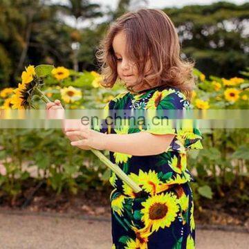 INS Baby Girl Jumpsuit Kids Summer Sunflower Print Romper Short Sleeve photo-4