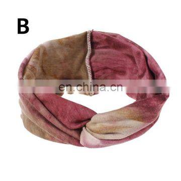 Women Tie-dye Headband Girls Female Exercise Turban Headwear Bohemia Hairband 4Colors