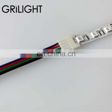 Solderless 4 pin rgb 10mm width pcb led connector for smd 5050 led strip