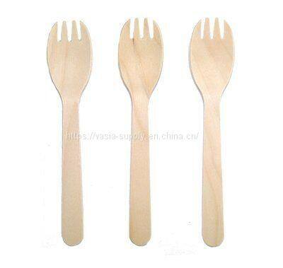 Biodegradable Birch Wood Cutlery Disposable Wooden Spork Compostable Wooden Spork, for Party Supplies, Camping, BBQ, Salad, Ice Cream, Disposable Wood Party Tableware photo-3