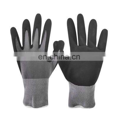 Hot selling 15G Nylon/Lycra Foam Nitrile Coating Gloves cut resistant work safety reusable super nitrile glove garden glove