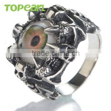 Topearl Jewelry Gothic Devil Eye Skull Dragon Claw Ring Stainless Steel MER134