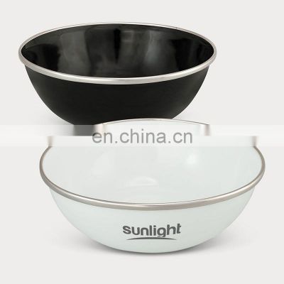 Custom 3pcs solid color airtight enamel noodle soup storage bowl set for hotel