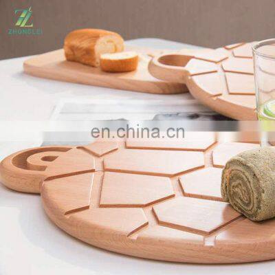 Creative New Beech Wood Turtle Shell Round Belt Handle Nordic Style Chopping Board Solid Wood Baked Pizza Board