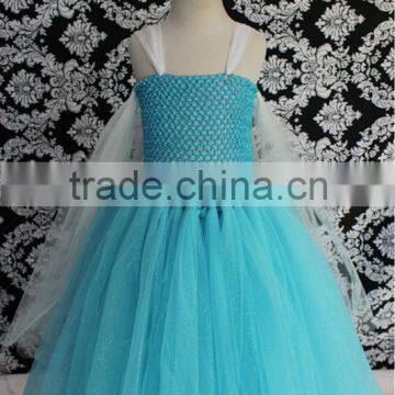 Elsa Dress Cosplay Costume In Frozen Fluffy Tutu With Snow Crochet Top Dress