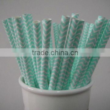 2014 New Chevron Aqua Blue Zigzag Party Paper Drinking Straws