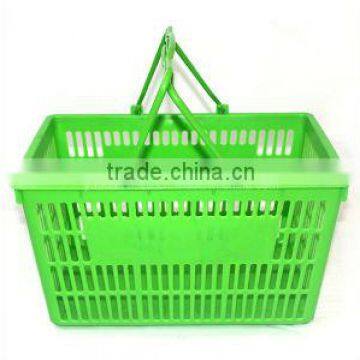 small green plastic grocery bag basket in  store