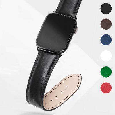 Factory Price Custom High Quantity Cowhide Genuine Leather Watch Strap For Apple Watch Top Layer Leather Band Strap