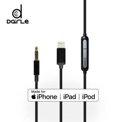 MFi adapter 8pin to 3.5mm male port jack audio cable with volume control for iphone 5 6 7 8 x all IOS system