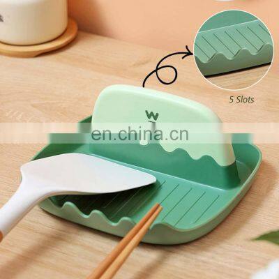 Heat-Resistant Utensil Rest Holder For Kitchen Counter Food Grade BPA-Free Plastic Spoon Rest Organizer for Ladles Tongs Forks photo-2