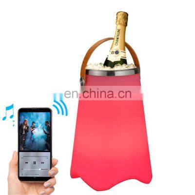 Portable plastic lantern private design light LED blue tooth speaker with Champagne beer wine bucket cooler waterproof speaker