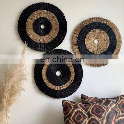 High Quality Pretty rounded wall decoration seagrass wall decor Straw Rustic Art Decor Cheap Wholesale