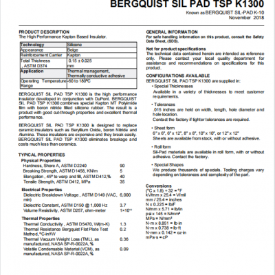 BERGQUIST SPK10 SIL PAD K-10 SIL PAD TSP K1300 photo-4
