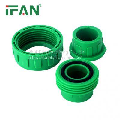 IFAN Hot Sale Plastic Material PPR Green Union Fitting for Pipe Fitting