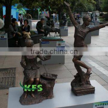 Bronze folk dancer park sculpture