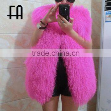 Factory wholesale real fur gilet /lamb fur gilet