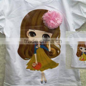 OEM mix sizes Promotion kids tops and tees handmade flower t-shirt girls wholesale kid shirt toddlers t shirts