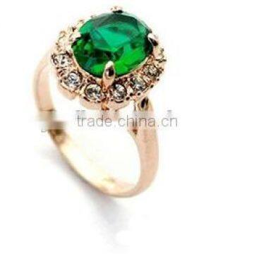 18K Gold Plated Rhinestones Exquisite Emerald Ring