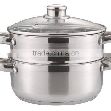 3 Layers Satin Polished Stainless Steel Steam Pot With Welded Handles photo-2