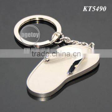 3D Three-dimensional Mini Slipper Shaped Zinc Alloy Silver Plated Blank Metal Slipper Keychain