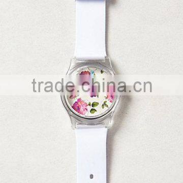 Fashion transparent plastic case Silicone Watch