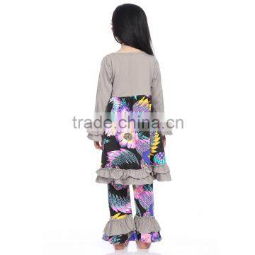 Wholesale Clothes High Quality Cotton Girls Ruffle Pant Set photo-2