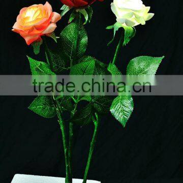 New Single Multi Color Handmade LED PU Flowers Valentine's Rose Flower Light