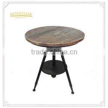 antique metal and wood tripod round coffee table