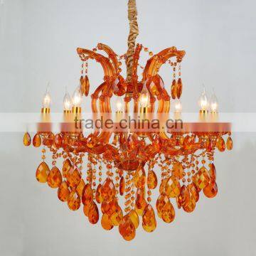 9 Lights Orange Colored Modern Led Crystal Chandelier for Home photo-2