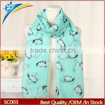 cheap penguin printing scarf wholesale from yiwu factory