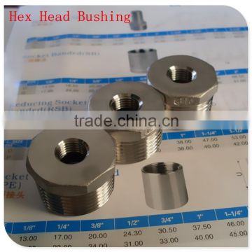 316 Stainless Steel Threaded Bush, 1" x 1/4" Hex Bushing Reducer